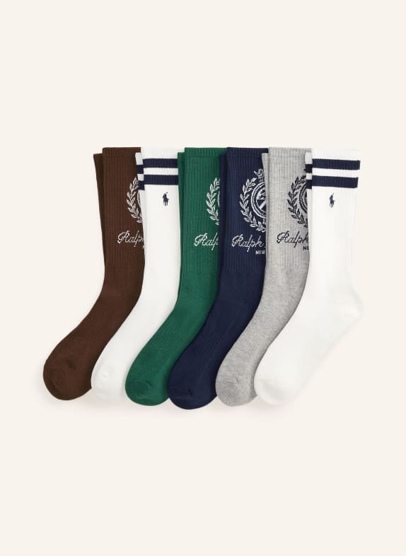 POLO RALPH LAUREN 6er-Pack Strümpfe GRÜN / DUNKELBRAUN / WEISS