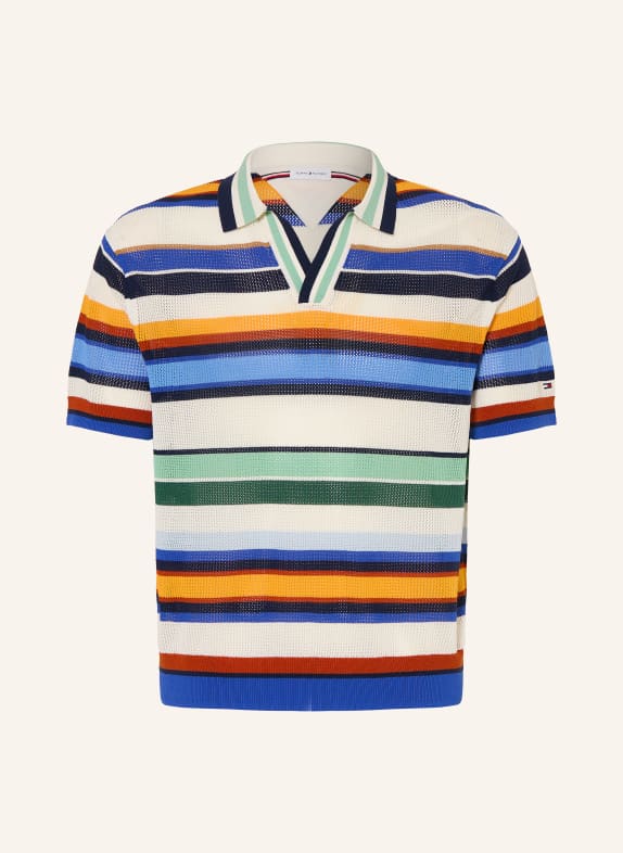 TOMMY HILFIGER Pletené polo tričko MODRÁ / ORANŽOVÁ / ZELENÁ