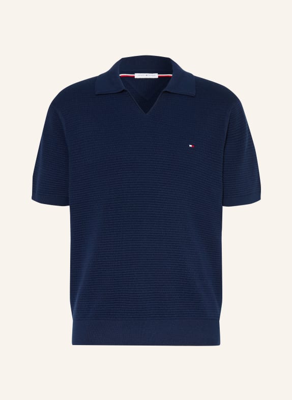 TOMMY HILFIGER knitted polo shirt DARK BLUE