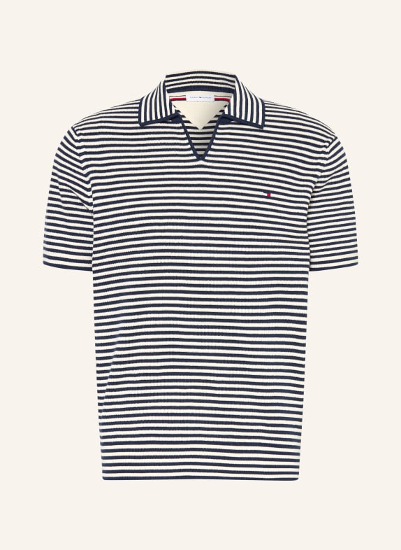 TOMMY HILFIGER knitted polo shirt DARK BLUE / WHITE