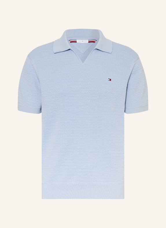 TOMMY HILFIGER knitted polo shirt LIGHT BLUE