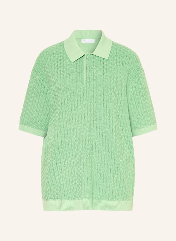 TOMMY HILFIGER Strick-Poloshirt HELLGRÜN