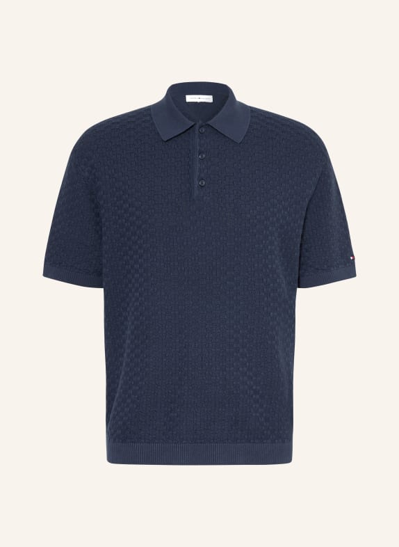 TOMMY HILFIGER Strick-Poloshirt DUNKELBLAU