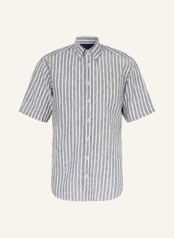 FYNCH-HATTON Lněná košile Comfort Fit TMAVĚ MODRÁ / BÍLÁ