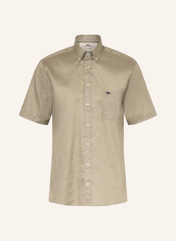 FYNCH-HATTON Comfort Fit linen shirt OLIVE