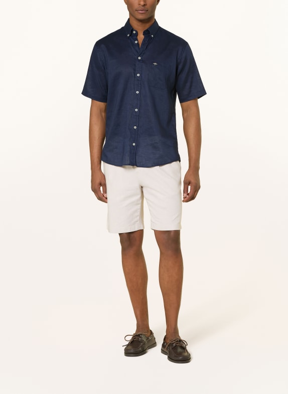 FYNCH-HATTON Linnen overhemd Comfort Fit DONKERBLAUW