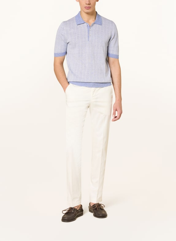 GRAN SASSO Gebreid poloshirt met linnen LICHTBLAUW / BLAUW