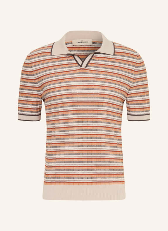GRAN SASSO Strick-Poloshirt DUNKELORANGE / DUNKELBRAUN / BEIGE