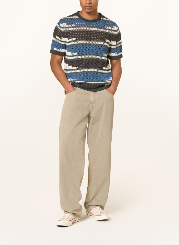 DAILY PAPER gebreid shirt BLAUW / BLAUWGRIJS / WIT