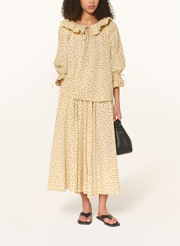 BY MALENE BIRGER Blouse DICTE met ruches BEIGE / ZWART