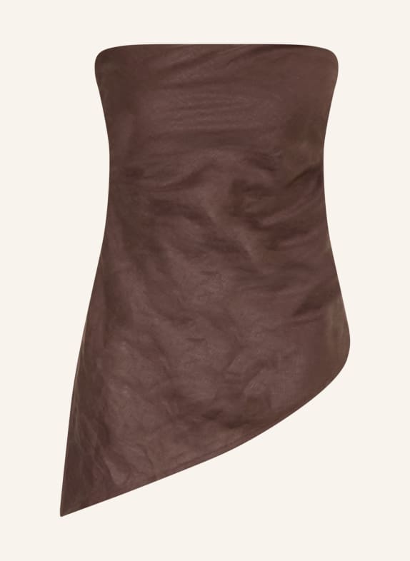 FAITHFULL THE BRAND NERA Off-Shoulder Linen Top DARK BROWN