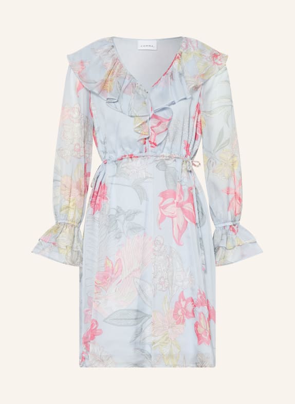 comma Kleid mit Volants HELLBLAU / PINK / HELLGRÜN