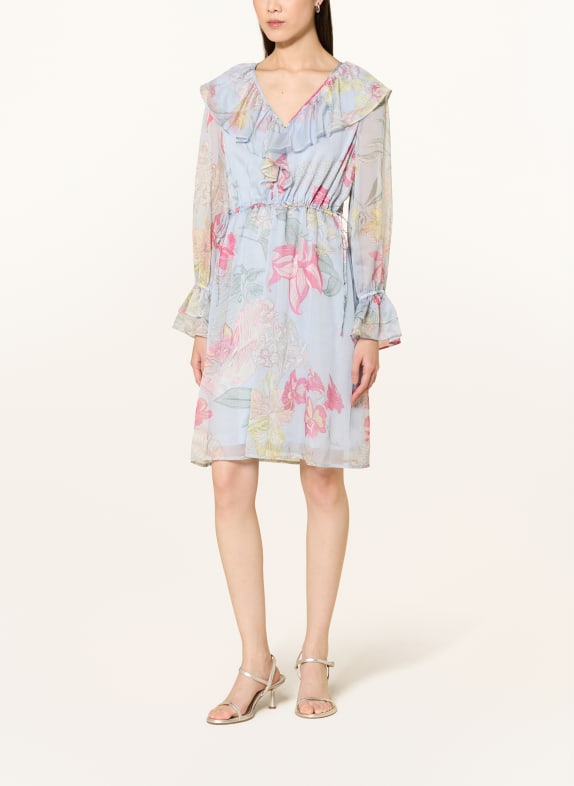 comma Kleid mit Volants HELLBLAU / PINK / HELLGRÜN