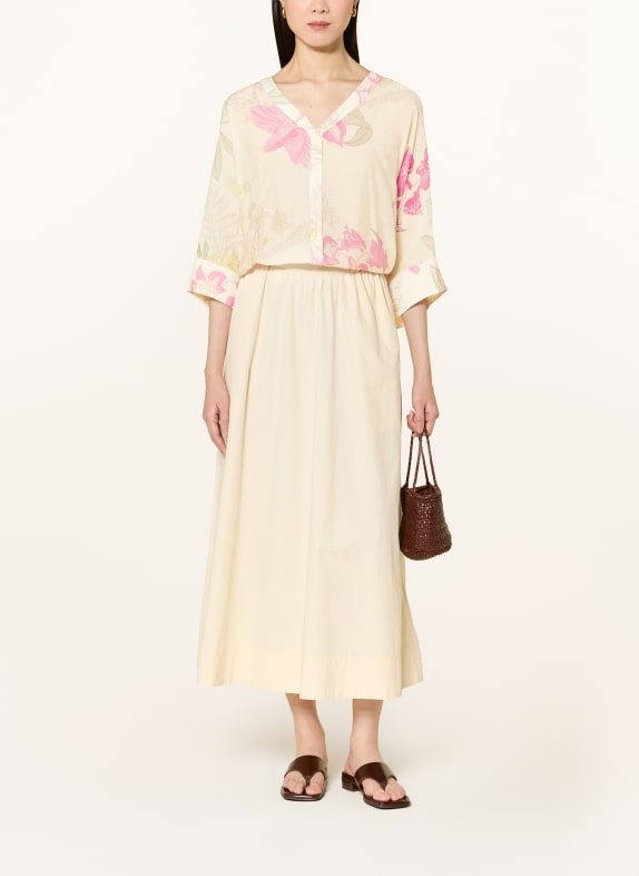 comma Blouse met 3/4-mouwen CRÈME / ROZE / LICHTGROEN