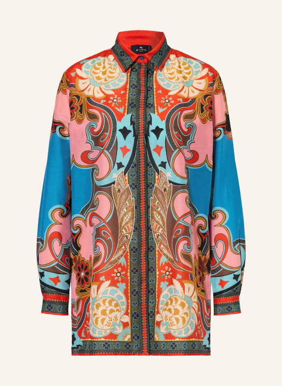 ETRO Hemdbluse mit Seide BLAU / HELLROT / ROT