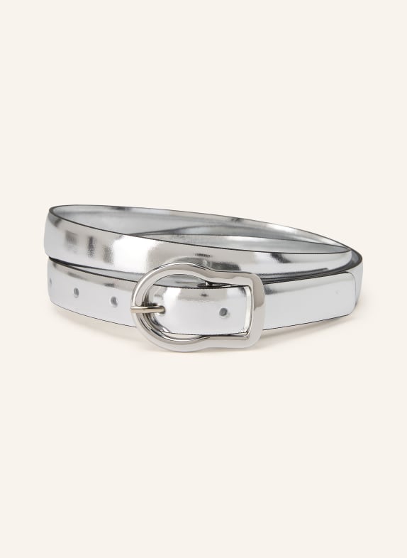 DOROTHEE SCHUMACHER Ceinture en cuir MIRROR SHINE ARGENT