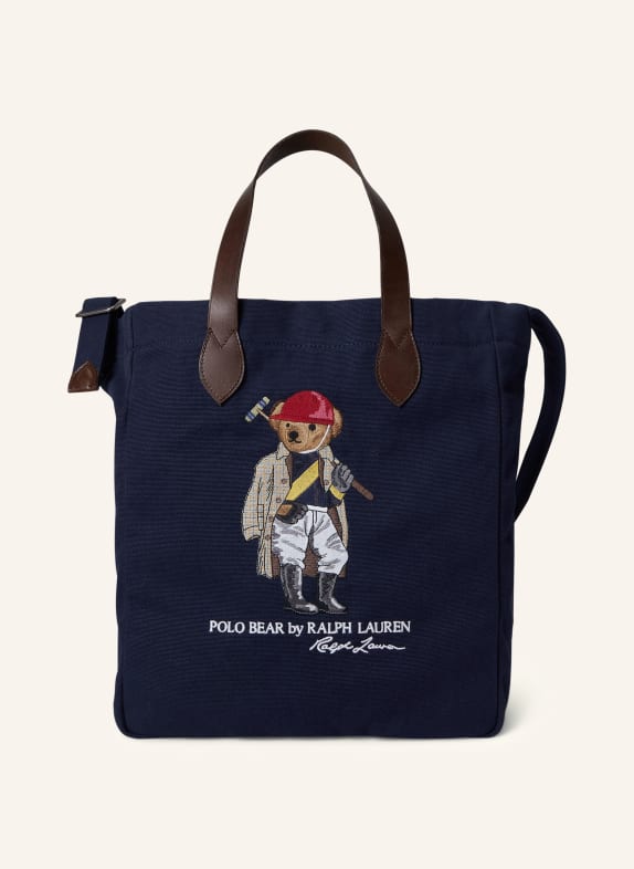 POLO RALPH LAUREN Nákupní taška TMAVĚ MODRÁ / TMAVĚ HNĚDÁ / ČERVENÁ