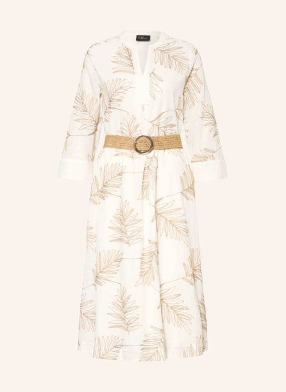 s.Oliver BLACK LABEL Jurk met 3/4-mouwen en glinsterend garen ECRU / CAMEL