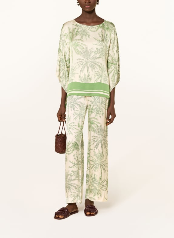 s.Oliver BLACK LABEL Blouse van satijn met 3/4-mouwen GROEN / ECRU