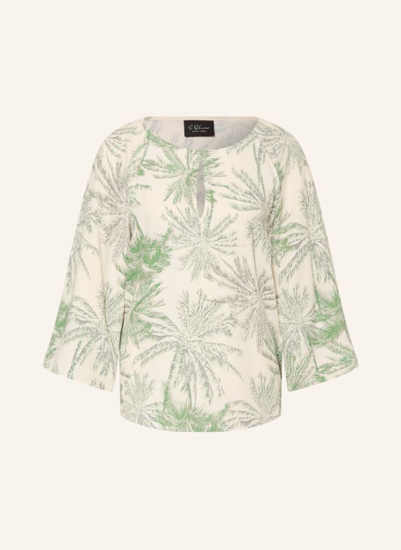 s.Oliver BLACK LABEL Blusenshirt mit 3/4-Arm GRÜN / CREME / DUNKELGRÜN