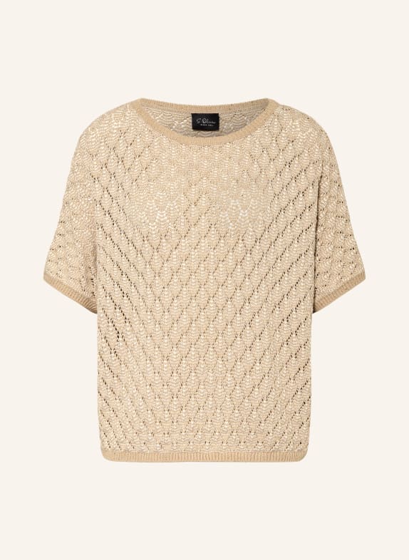 s.Oliver BLACK LABEL Gebreid shirt met pailletten LICHTBRUIN / ECRU