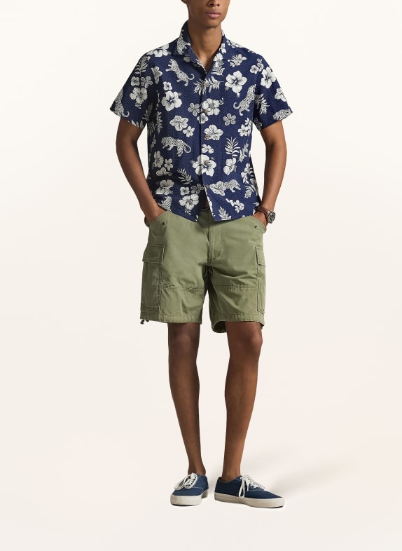 POLO RALPH LAUREN Overhemd met korte mouwen, klassieke pasvorm DONKERBLAUW / LICHTBLAUW