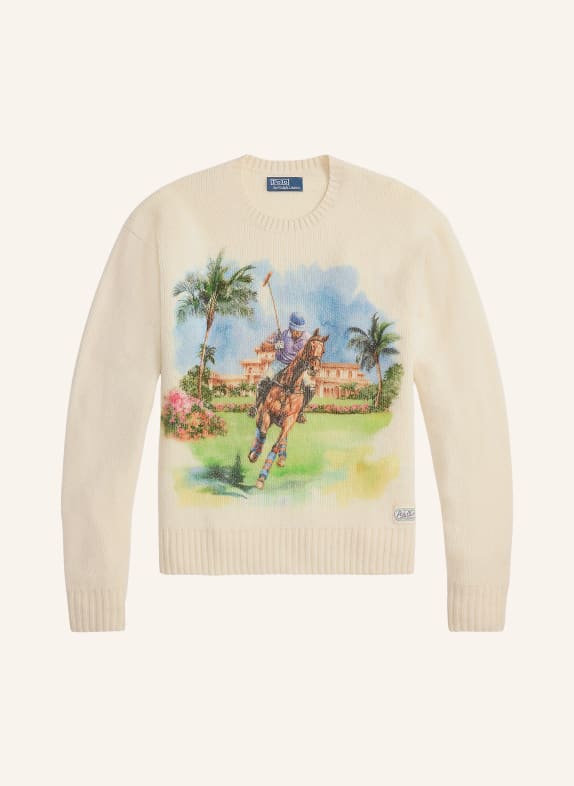 POLO RALPH LAUREN Cashmere-Pullover CREME / HELLGRÜN / HELLBLAU