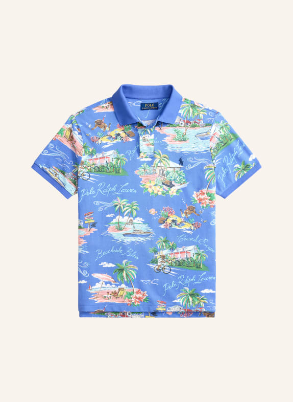 POLO RALPH LAUREN piqué polo shirt BLUE / GREEN / LIGHT BLUE