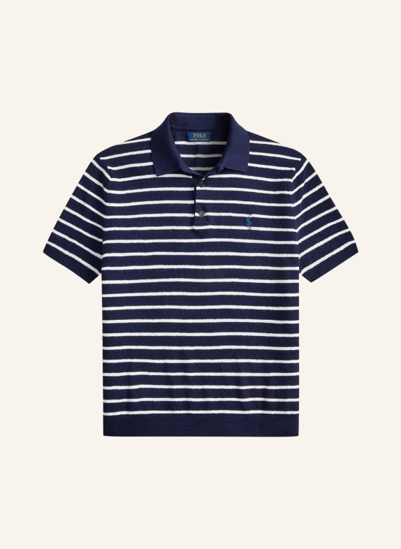 POLO RALPH LAUREN Strick-Poloshirt DUNKELBLAU / WEISS