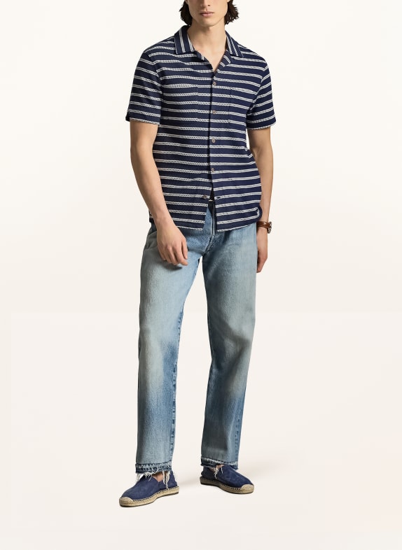 POLO RALPH LAUREN Gebreid overhemd met normale pasvorm DONKERBLAUW / CRÈME