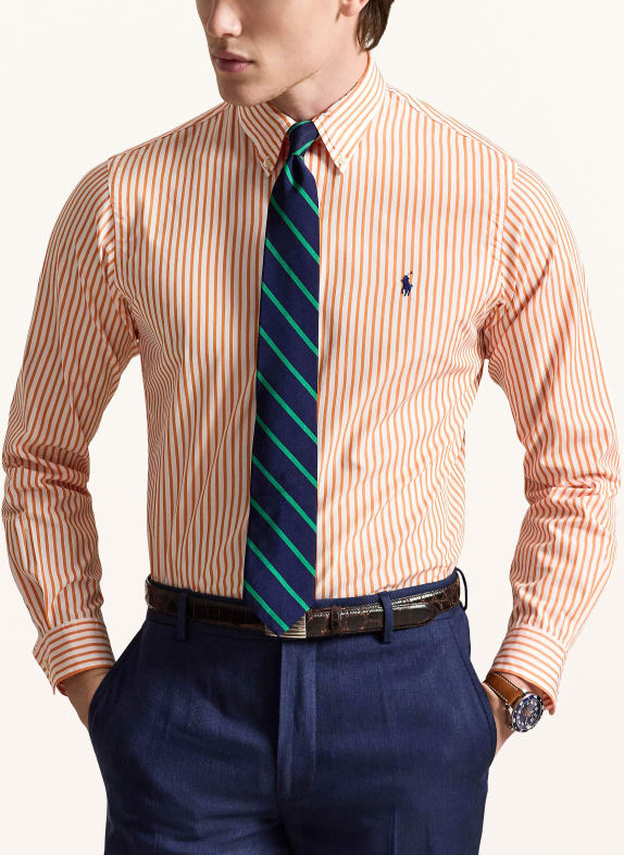 POLO RALPH LAUREN Overhemd Custom Fit ORANJE / WIT