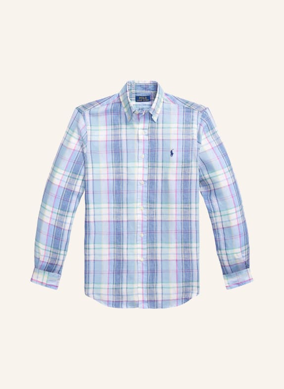 POLO RALPH LAUREN Leinenhemd Custom Fit HELLBLAU / ROSA / HELLGRÜN