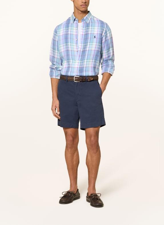 POLO RALPH LAUREN Linnen overhemd Custom Fit LICHTBLAUW / ROZE / LICHTGROEN