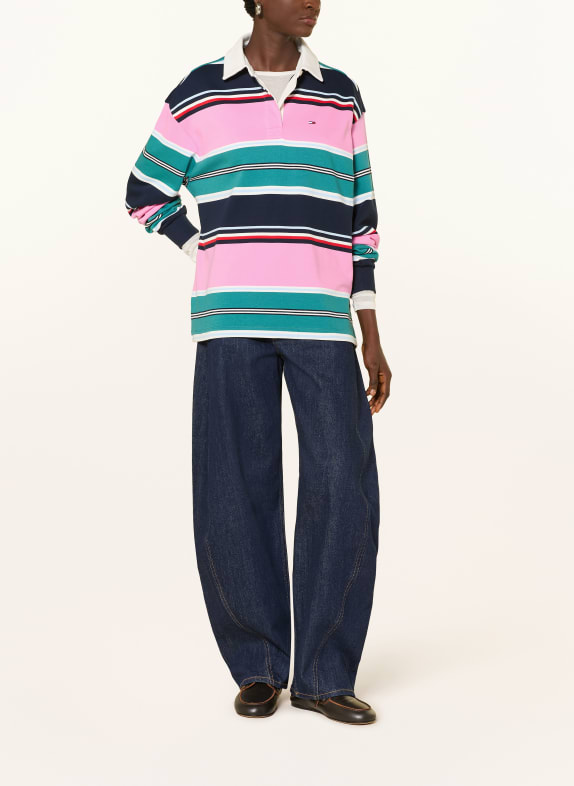TOMMY JEANS rugbyshirt ROZE / GROEN / DONKERBLAUW