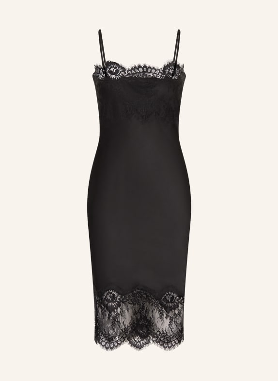Herskind Satinkleid LINUS mit Spitze SCHWARZ
