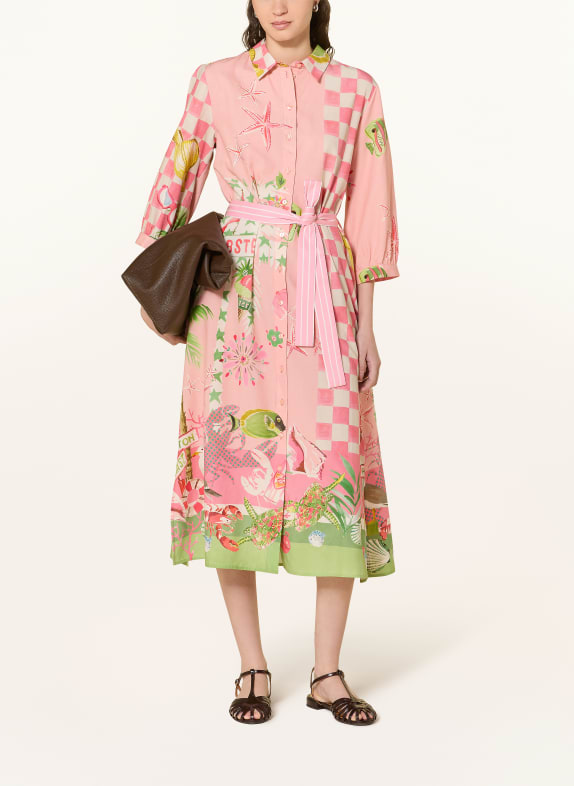 Smith & Soul Robe chemisier à manches 3/4 ROSE / ROSE FUCHSIA / VERT CLAIR