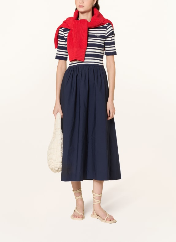 Smith & Soul Strick-Polokleid im Materialmix DUNKELBLAU / ECRU