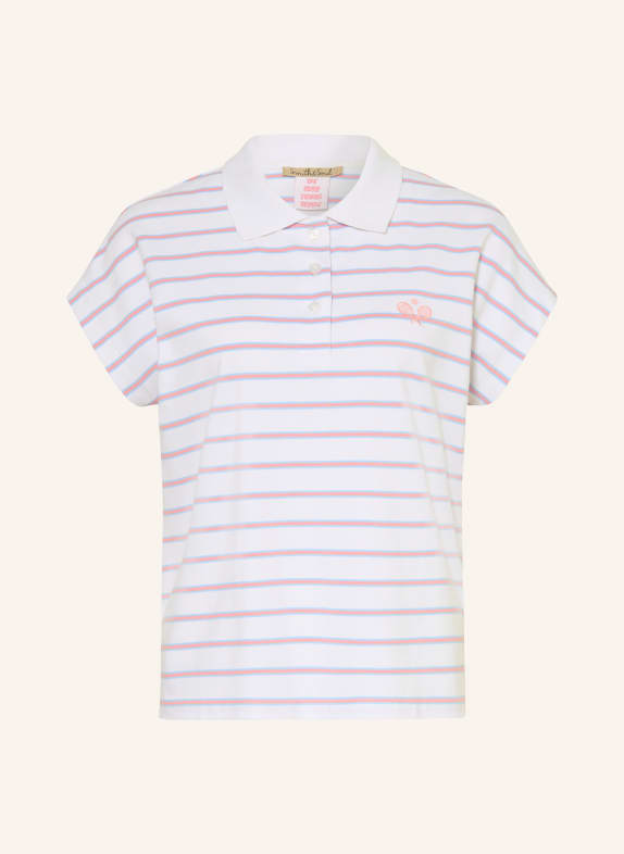 Smith & Soul Piqué poloshirt WIT / ROZE / LICHTBLAUW