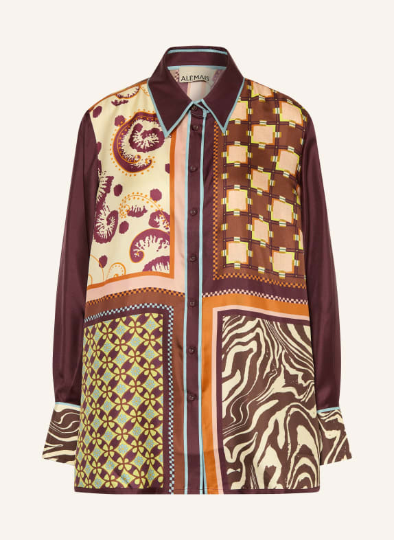 ALÉMAIS Chemisier WILSON en soie ROUGE FONCÉ / ROSE / BLEU CLAIR