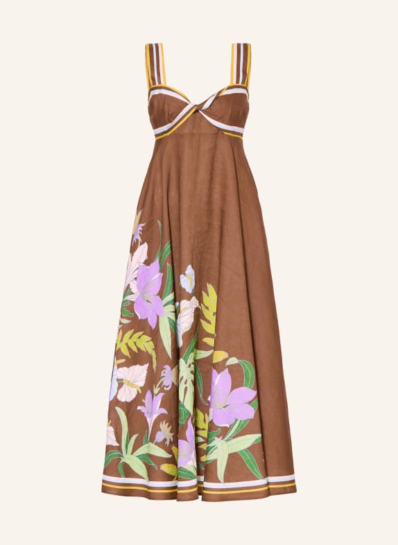 ALÉMAIS Robe en lin ALFIE TWIST MARRON / JAUNE / VERT