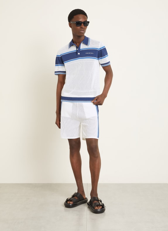 Casablanca Gebreid poloshirt WIT / BLAUW