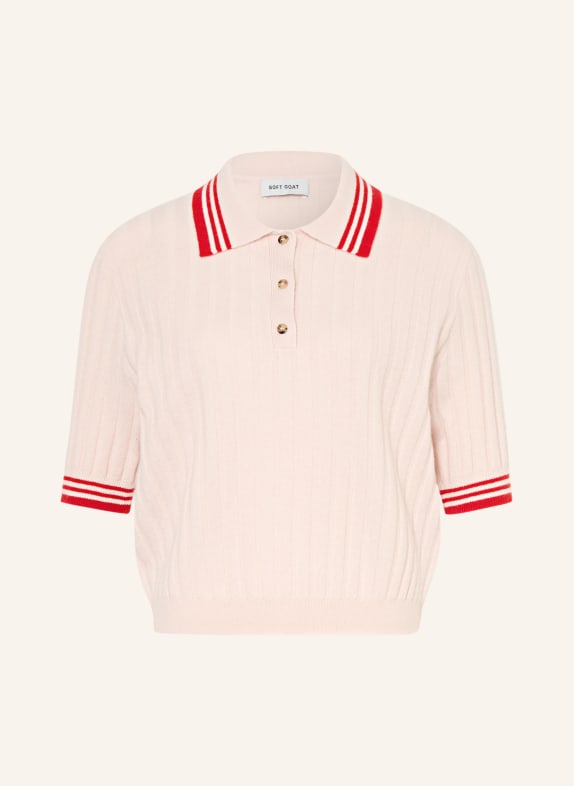 SOFT GOAT Strick-Poloshirt aus Cashmere HELLROSA / ROT