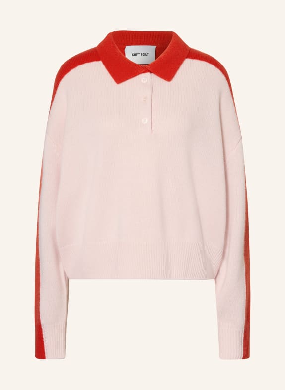 SOFT GOAT Strick-Poloshirt aus Cashmere HELLROSA / ROT