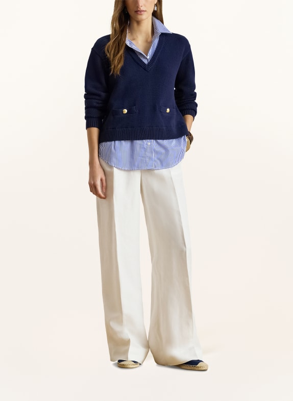 LAUREN RALPH LAUREN Trui in verschillende materialen DONKERBLAUW / BLAUW / WIT