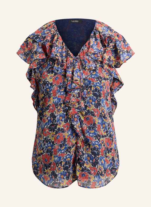LAUREN RALPH LAUREN Chemisier à volants BLEU / ROUGE / JAUNE