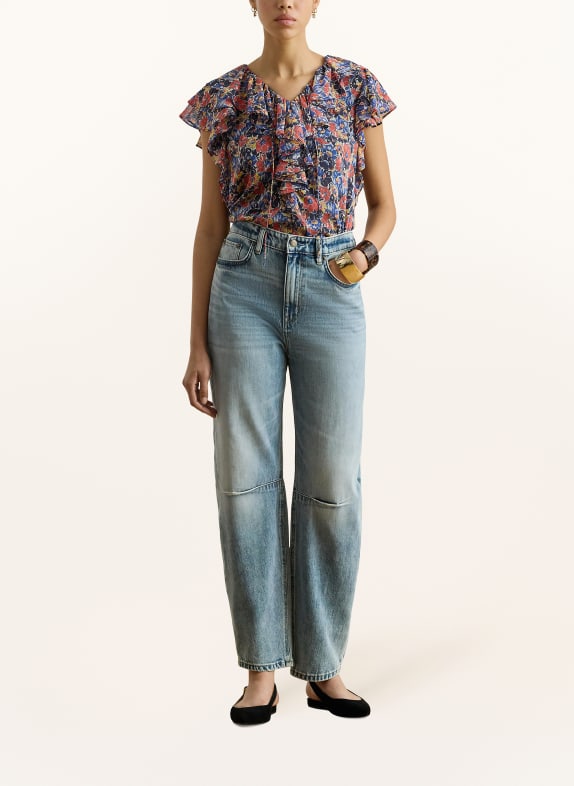 LAUREN RALPH LAUREN Blouse met volants BLAUW / ROOD / GEEL