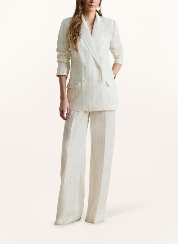 LAUREN RALPH LAUREN Linnen broek CRÈME / BLAUW