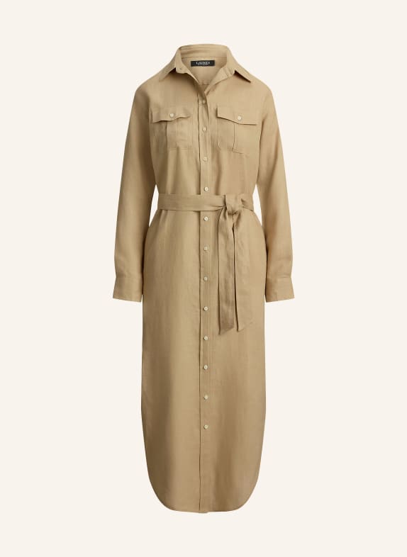 LAUREN RALPH LAUREN Hemdblusenkleid aus Leinen BEIGE
