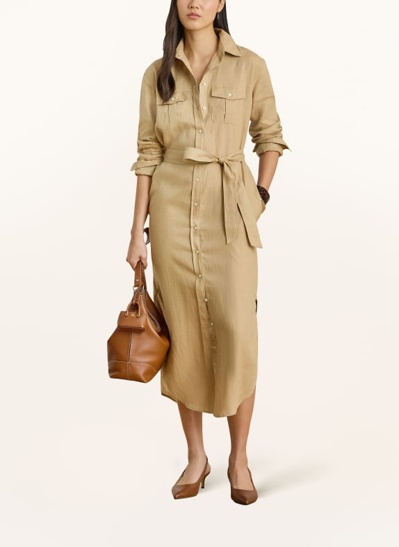 LAUREN RALPH LAUREN Robe chemise en lin BEIGE