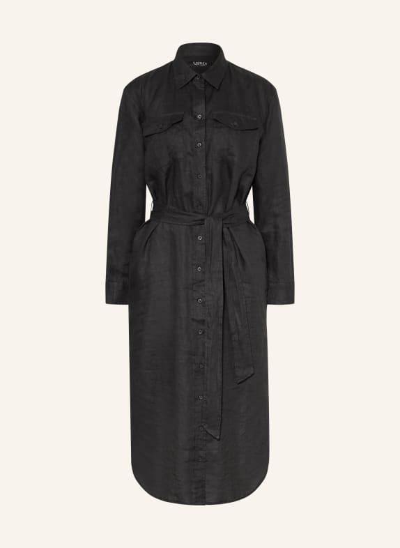 LAUREN RALPH LAUREN Hemdblusenkleid aus Leinen SCHWARZ